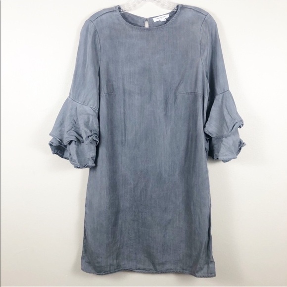 BEACHLUNCHLOUNGE Gray Stacked Ruffle Sleeve Dress - Picture 1 of 7